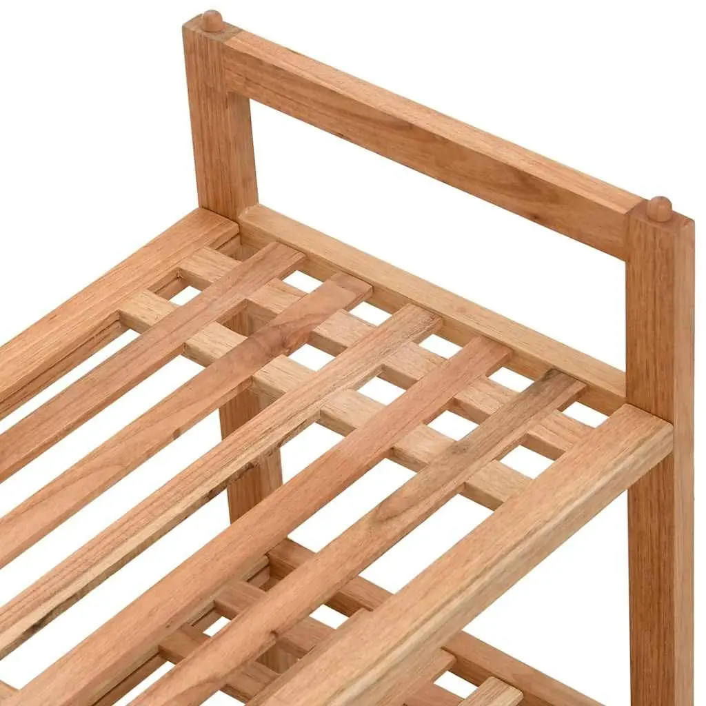Shoe Rack Solid Walnut Wood 2 Shelves Brown Stackable
