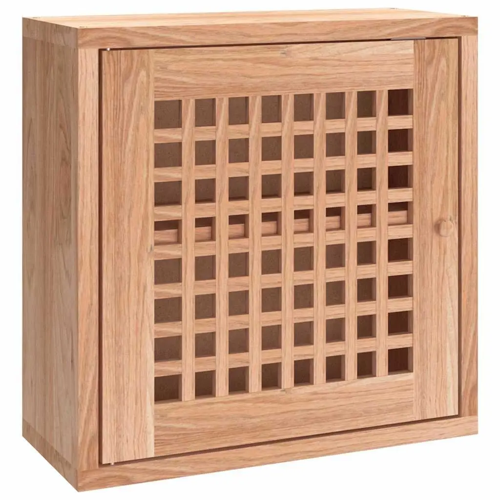 Brown Solid Wood Wall Mounted Cabinet 42x18x42cm 2 Compartment Storage Organizer