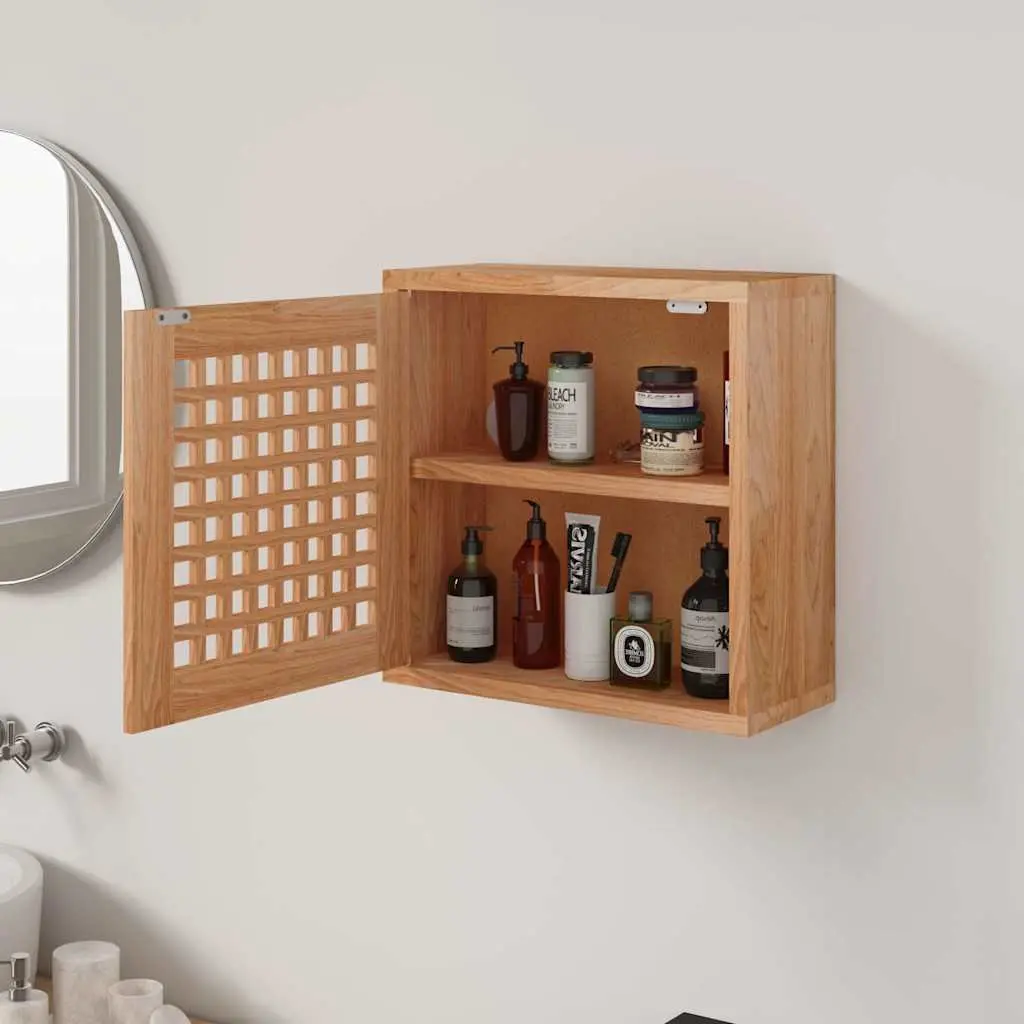 Brown Solid Wood Wall Mounted Cabinet 42x18x42cm 2 Compartment Storage Organizer