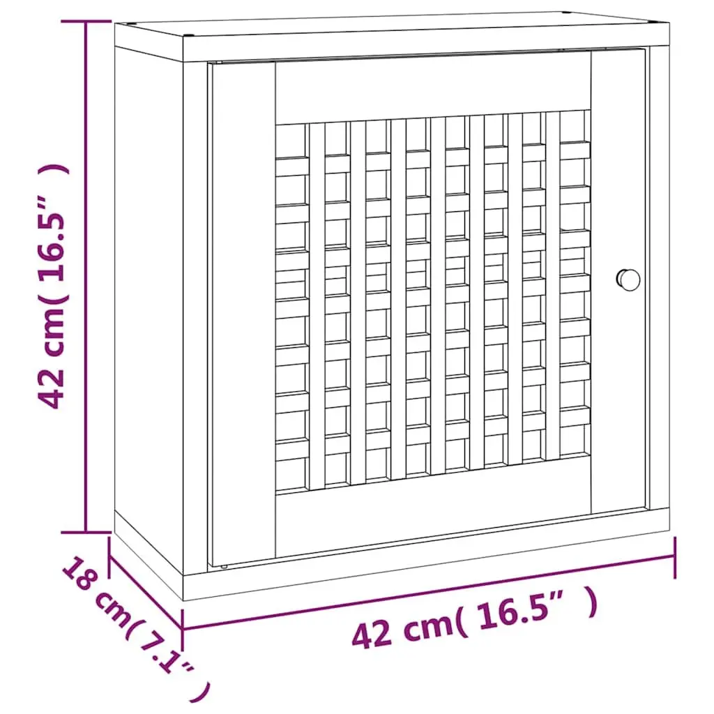 Brown Solid Wood Wall Mounted Cabinet 42x18x42cm 2 Compartment Storage Organizer