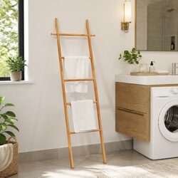 Towel Ladder 170 cm Solid Wood Brown Storage Rack Bathroom Bedroom Home Decor