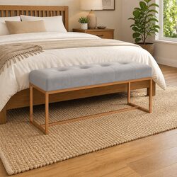 Practical Grey Velvet Storage Bench for Home Use