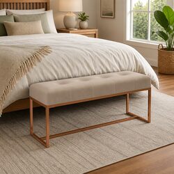 Versatile Beige Velvet Bench for Everyday Use