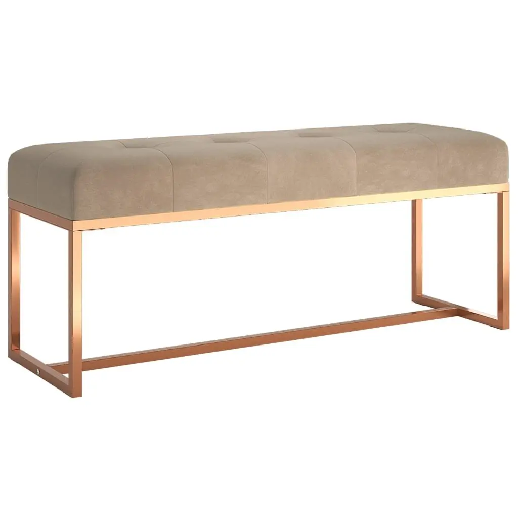 Beige Velvet Bench Padded Storage Seating Furniture Living Room Entryway