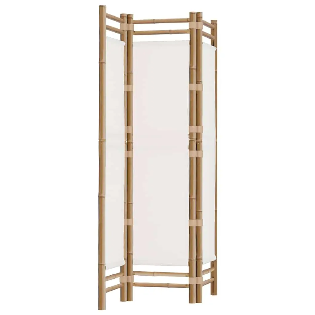 Room Divider Bamboo 3-Panel Folding Privacy Screen Canvas Cream Indoor