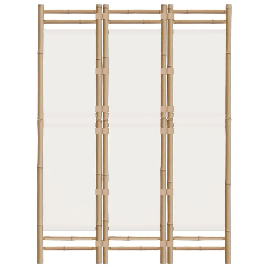 Room Divider Bamboo 3-Panel Folding Privacy Screen Canvas Cream Indoor