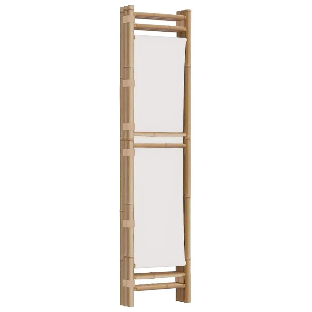 Room Divider Bamboo 3-Panel Folding Privacy Screen Canvas Cream Indoor