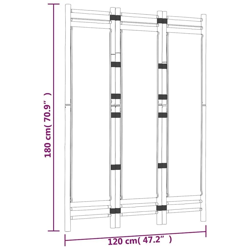 Room Divider Bamboo 3-Panel Folding Privacy Screen Canvas Cream Indoor