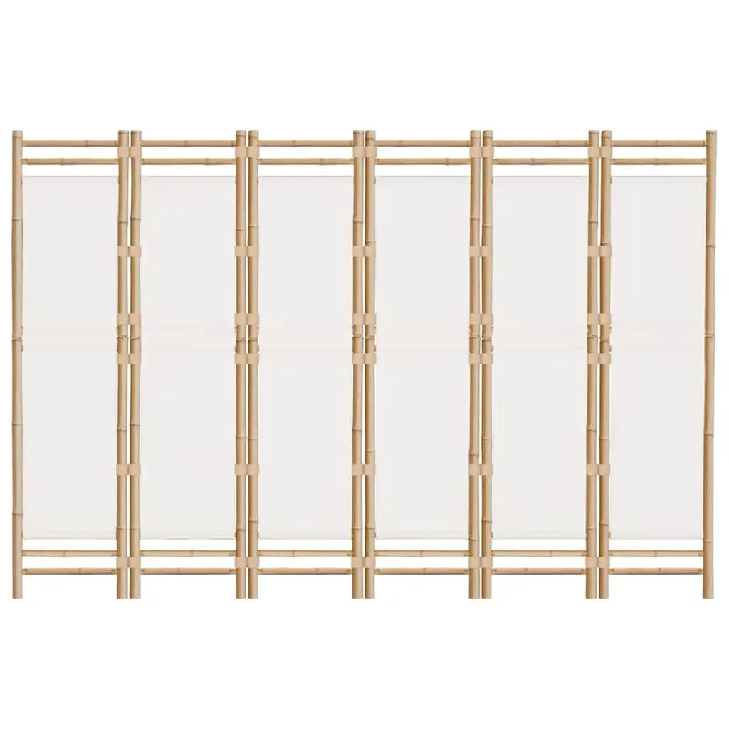 Folding Room Divider Bamboo Frame 240 cm 6 Panel Canvas Cream
