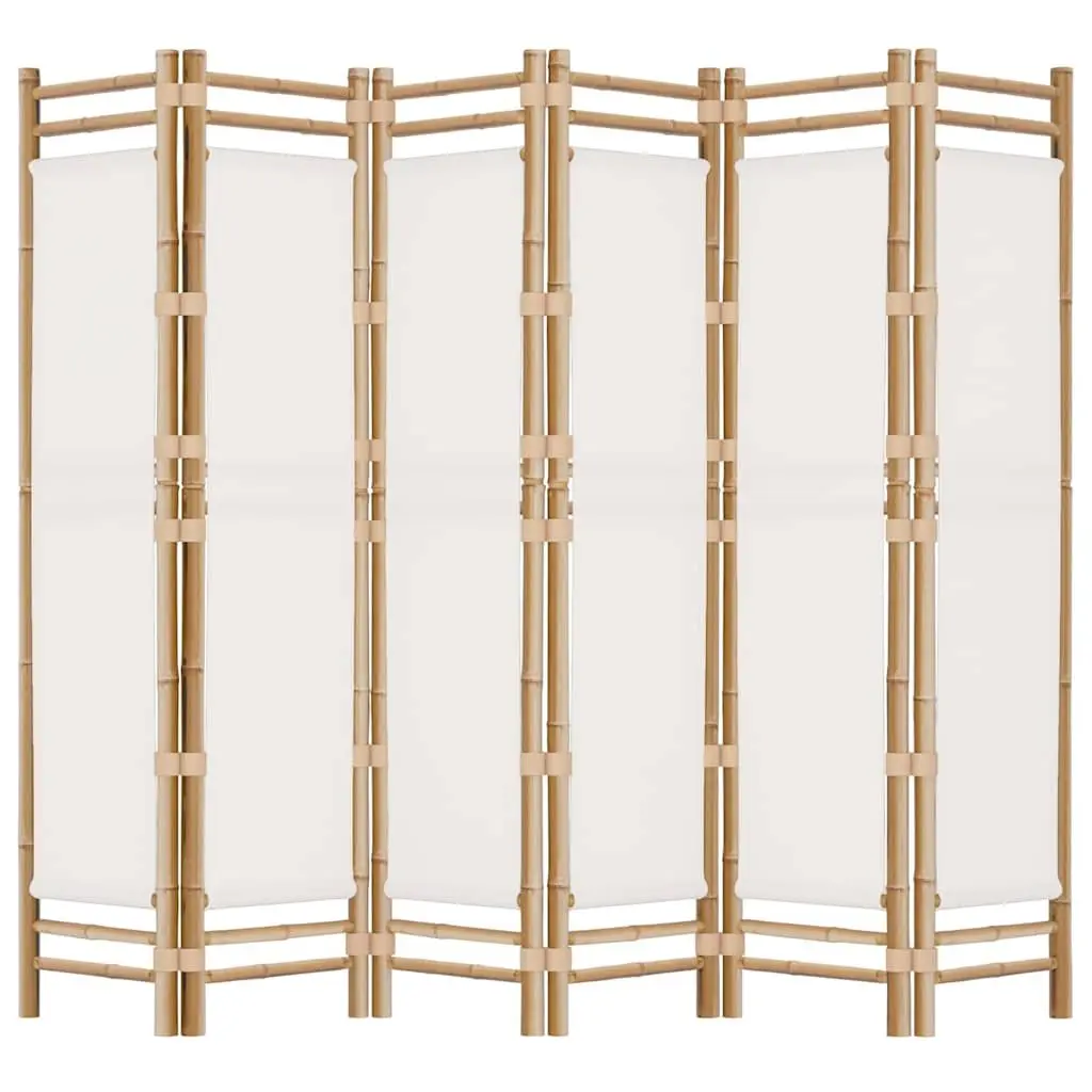 Folding Room Divider Bamboo Frame 240 cm 6 Panel Canvas Cream