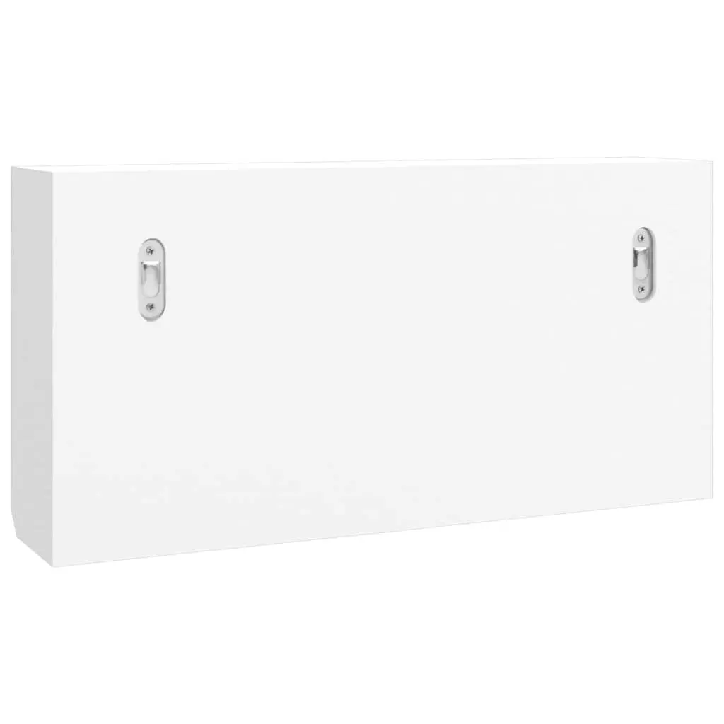 Key Cabinet Wall-Mounted Engineered Wood White Storage Organiser with Hooks Compartments Shelf 40 x 8.5 x 20 cm