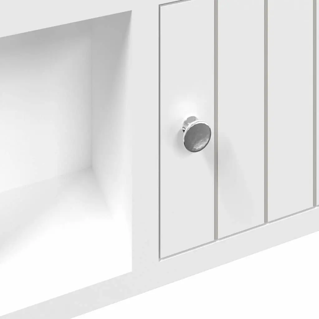 Key Cabinet Wall-Mounted Engineered Wood White Storage Organiser with Hooks Compartments Shelf 40 x 8.5 x 20 cm