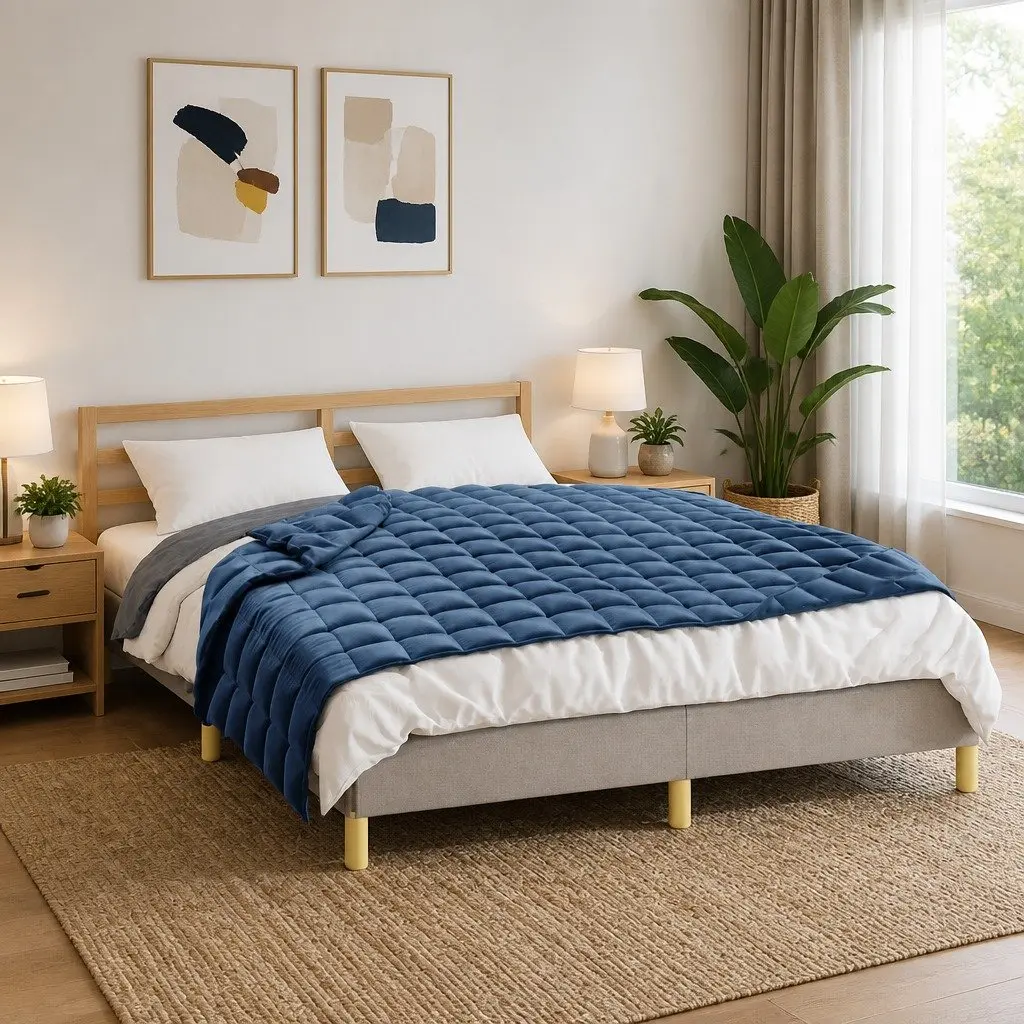 Weighted Blanket Breathable Fabric 120x180 cm 5 kg Blue Sleep Aid