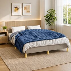 Blue Weighted Blanket 150x200 cm 7 kg for Home Relaxation