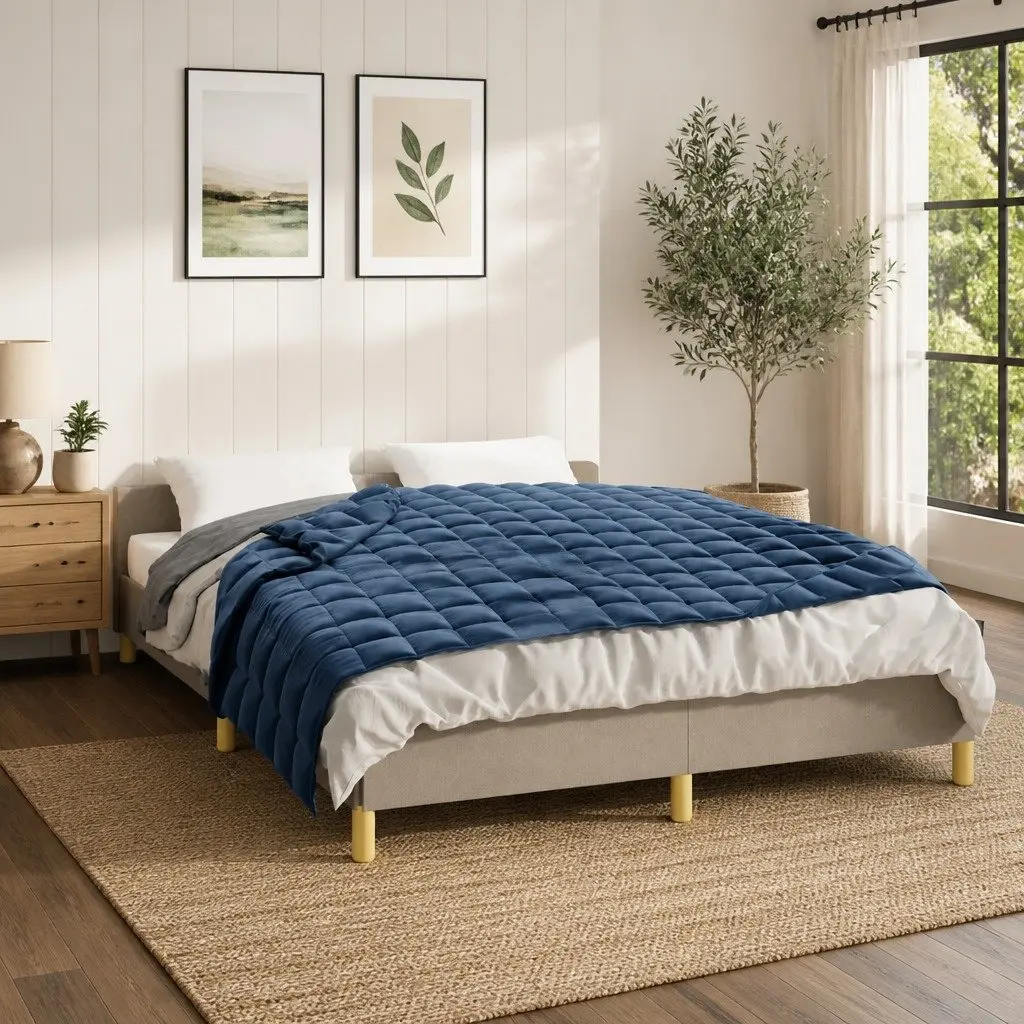 Weighted Blanket Soft Fabric 150x200cm Blue 11kg Pressure Relief