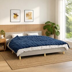 Weighted Blanket Blue 155x220cm 7kg Breathable Fabric Sleep Pressure Therapy