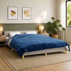 Weighted Blanket Blue 200x200 cm 9 kg Breathable Fabric Sleep Comfort Pressure