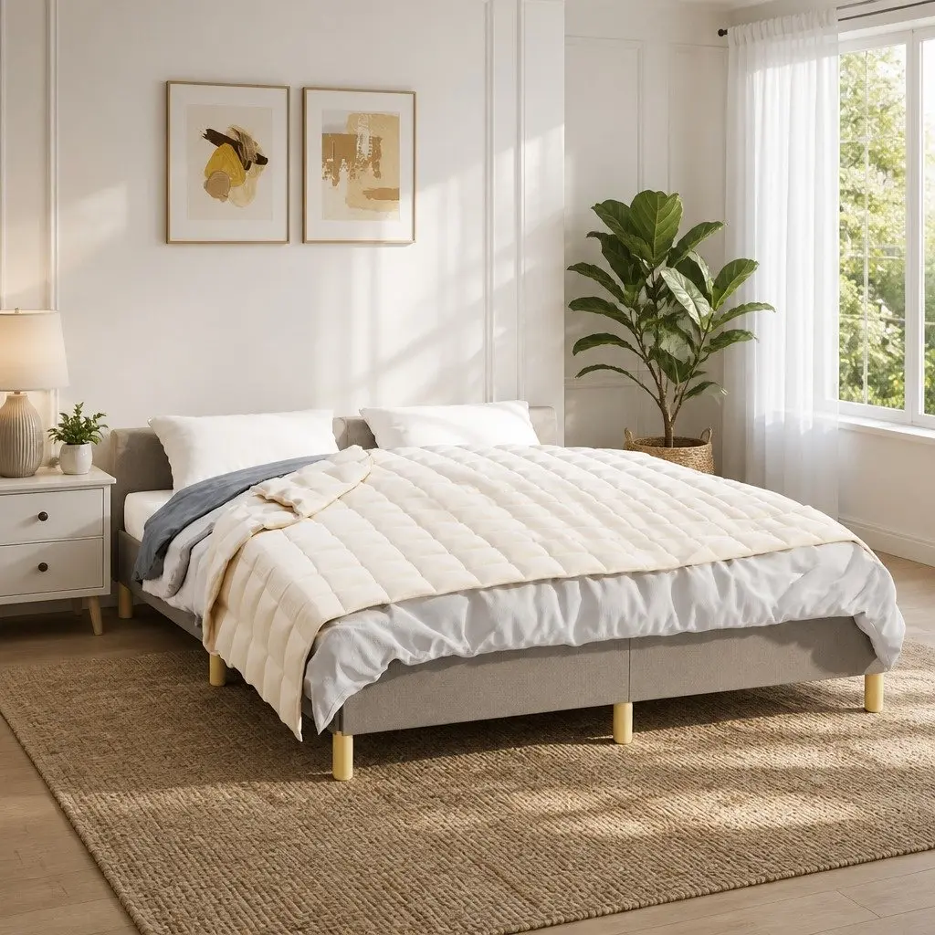 Weighted Blanket Soft Polyester Glass Beads Light Cream 120x180 cm 9 kg