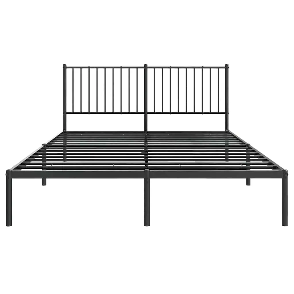 Metal Bed Frame Powder-coated Steel Queen Size 150x200cm Slatted Base Black
