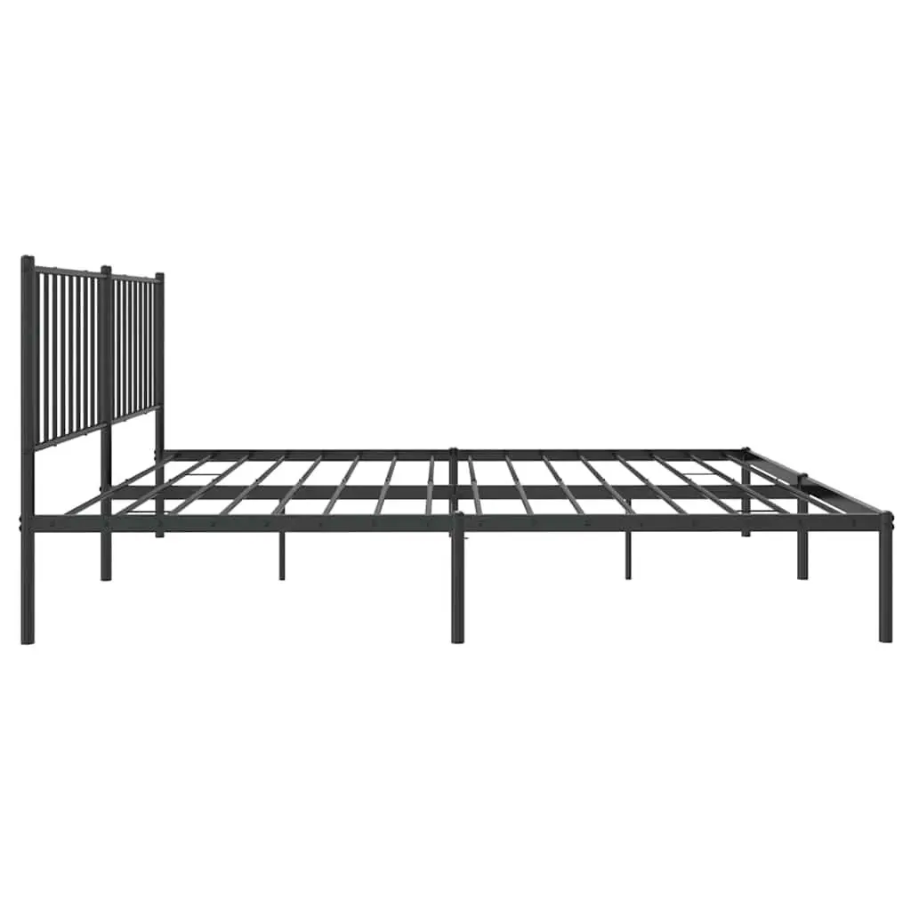 Metal Bed Frame Powder-coated Steel Queen Size 150x200cm Slatted Base Black