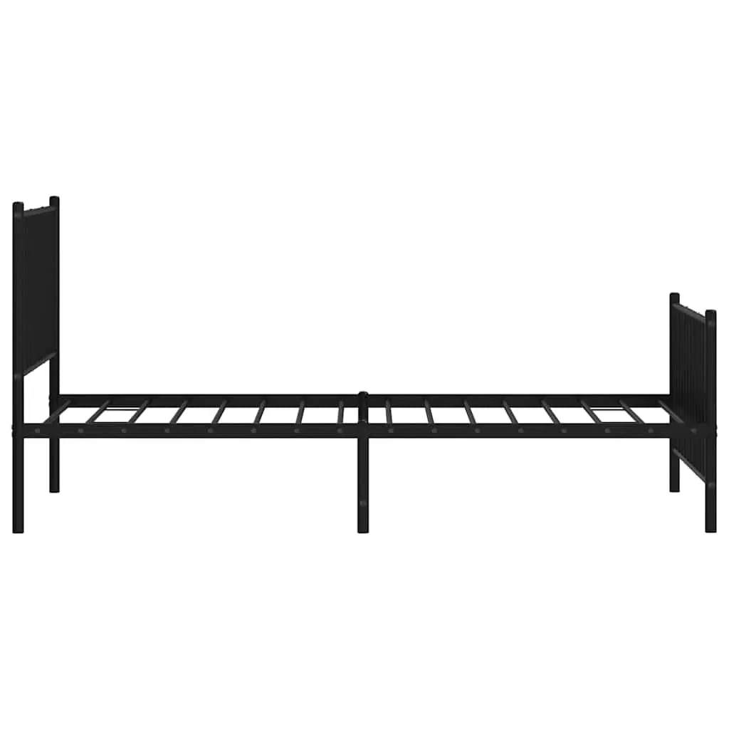 Metal Bed Frame 90x190 cm with Footboard Headboard Slatted Base Black