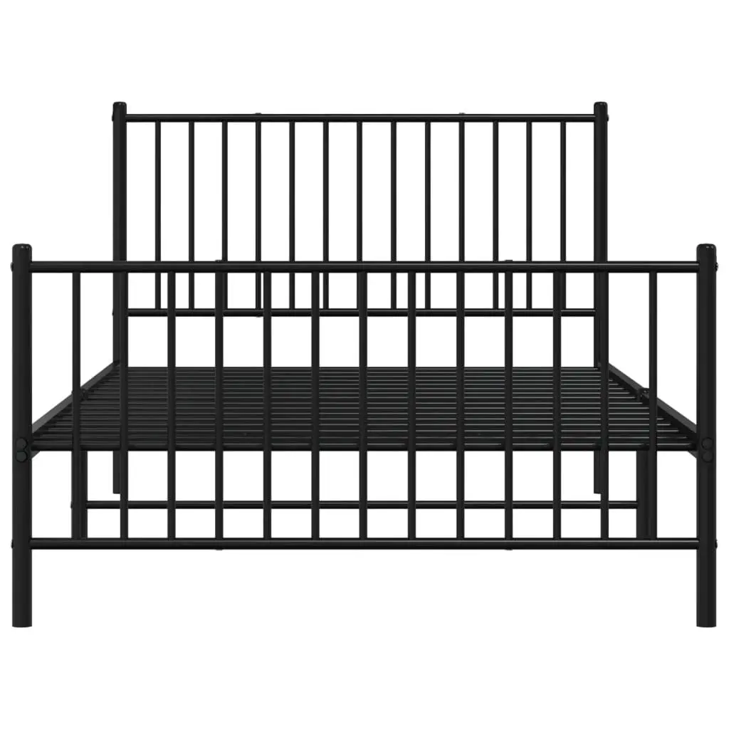 King Single Metal Bed Frame Black Slatted Base 107x203 cm with Headboard and Footboard