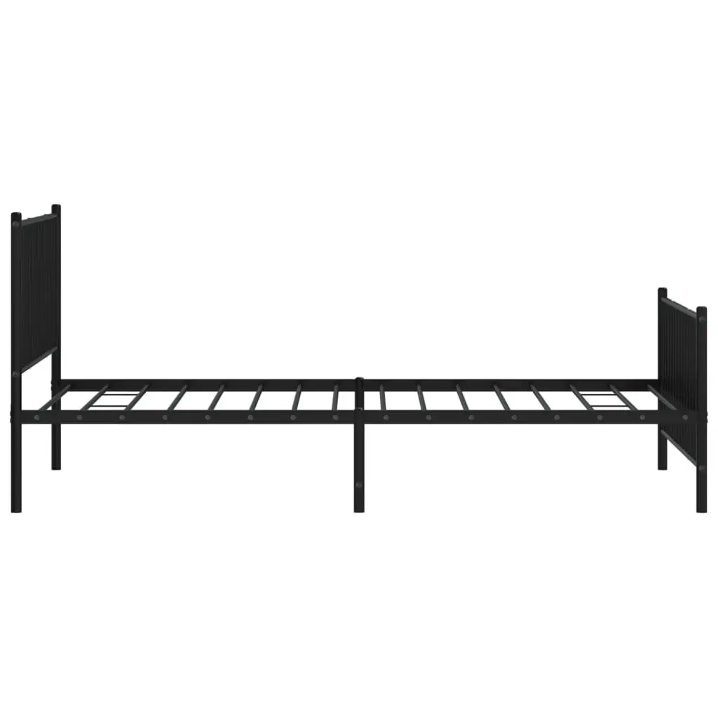 King Single Metal Bed Frame Black Slatted Base 107x203 cm with Headboard and Footboard