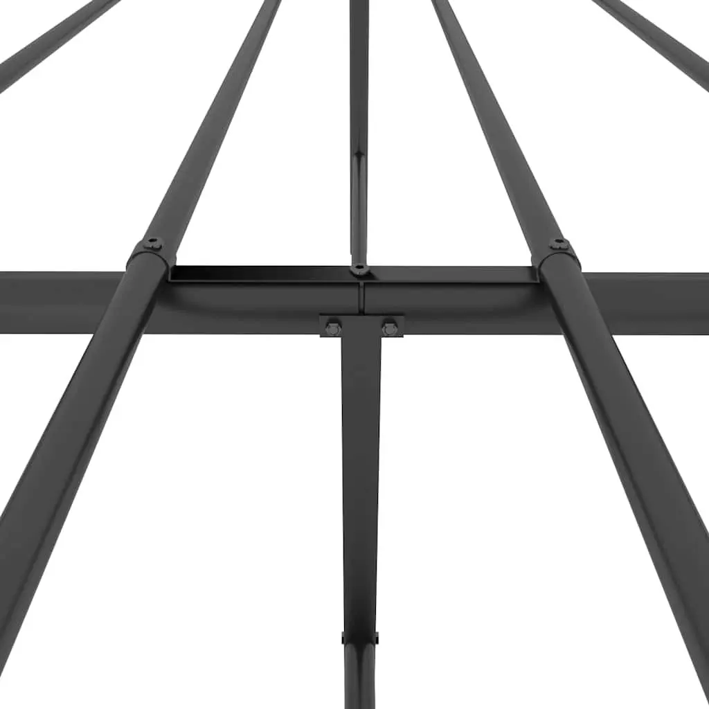 Metal Bed Frame Black Powder-Coated Steel 150x200 cm with Headboard and Footboard for Bedroom Storage
