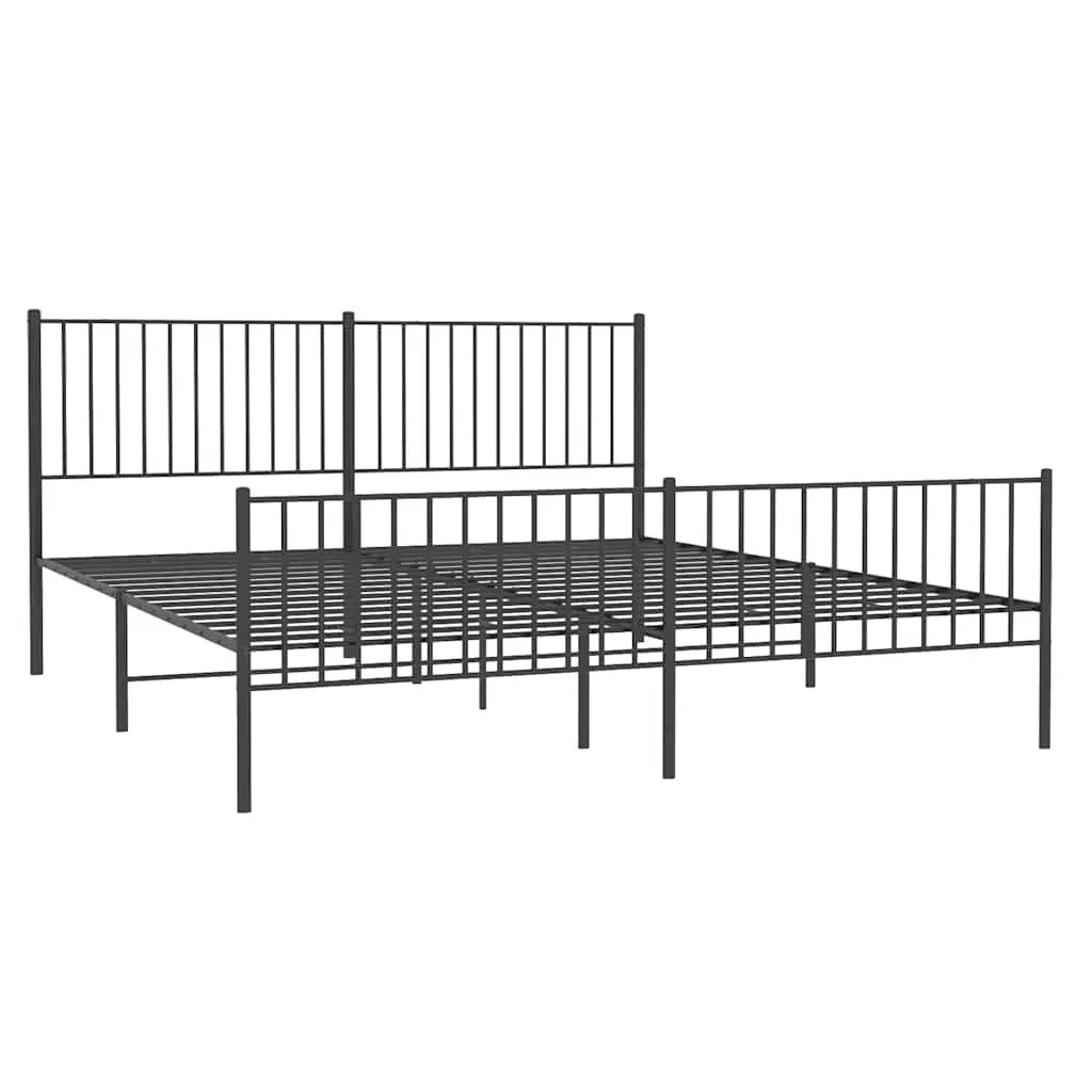 Metal Bed Frame King Size 183x203 cm Powder-coated Steel Black