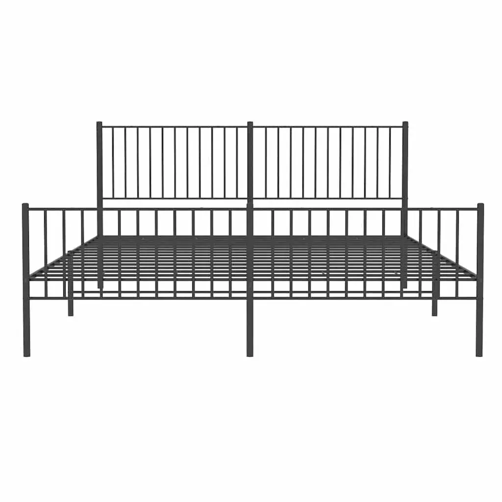 Metal Bed Frame King Size 183x203 cm Powder-coated Steel Black