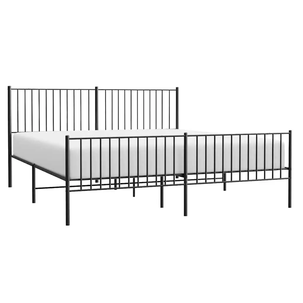 Metal Bed Frame King Size 183x203 cm Powder-coated Steel Black