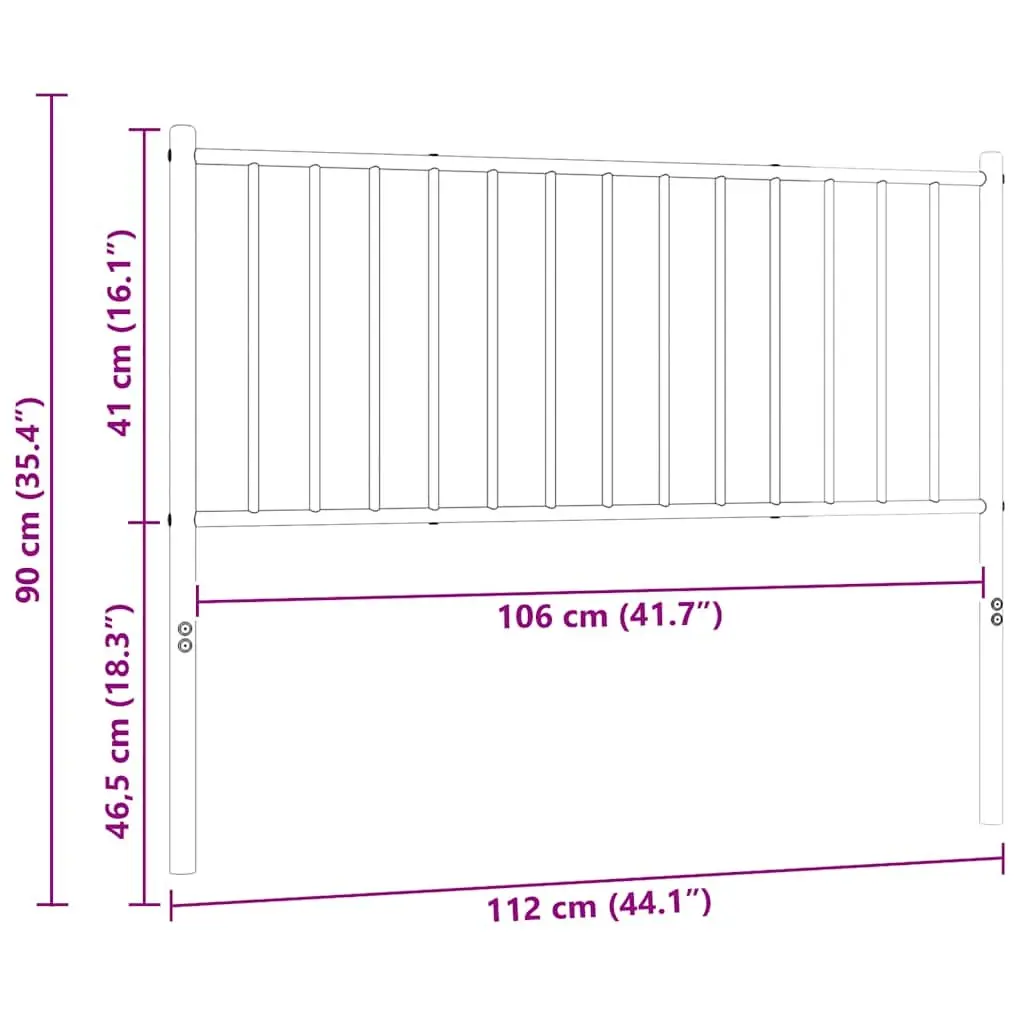 Metal Headboard Powder Coated Steel Frame Black 107cm Sturdy Construction для Bed