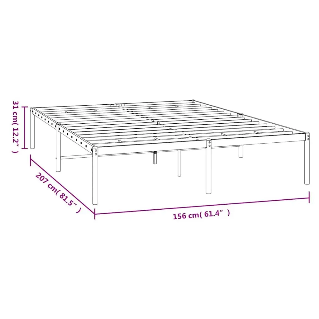 Steel Bed Frame White Slatted Base 150x200cm Durable Construction Bedroom Furniture