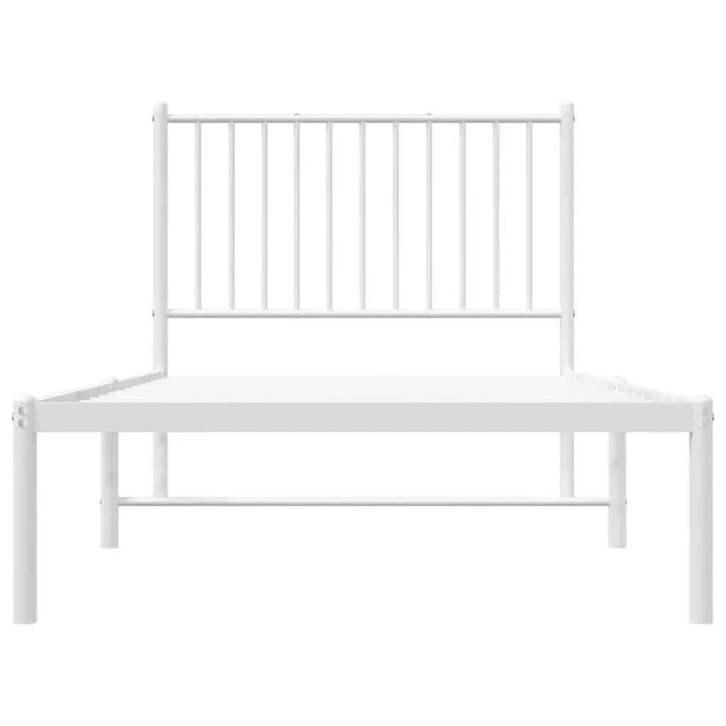 Metal Bed Frame Powder-coated Steel 90x190 cm White Slatted Base
