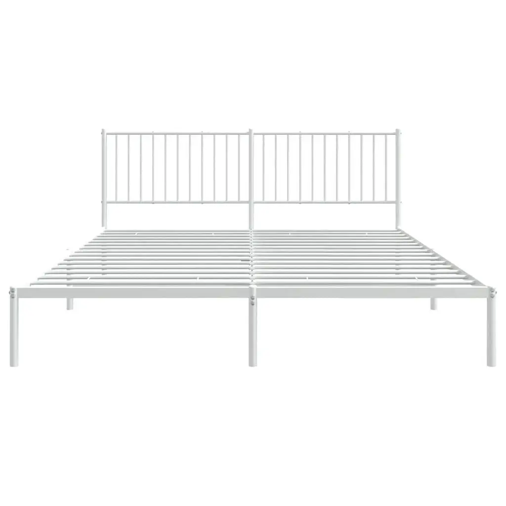 Metal Bed Frame Steel King Size 183x203 cm White with Headboard