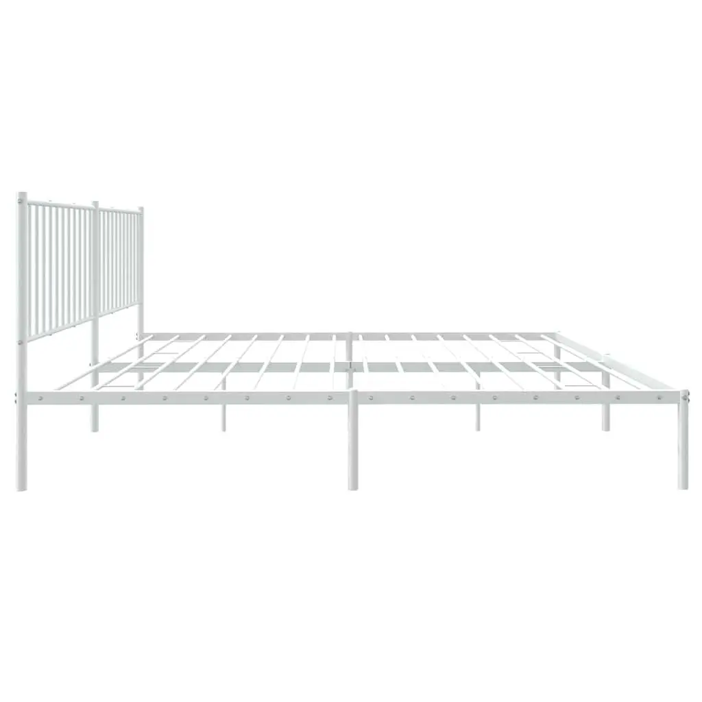 Metal Bed Frame Steel King Size 183x203 cm White with Headboard