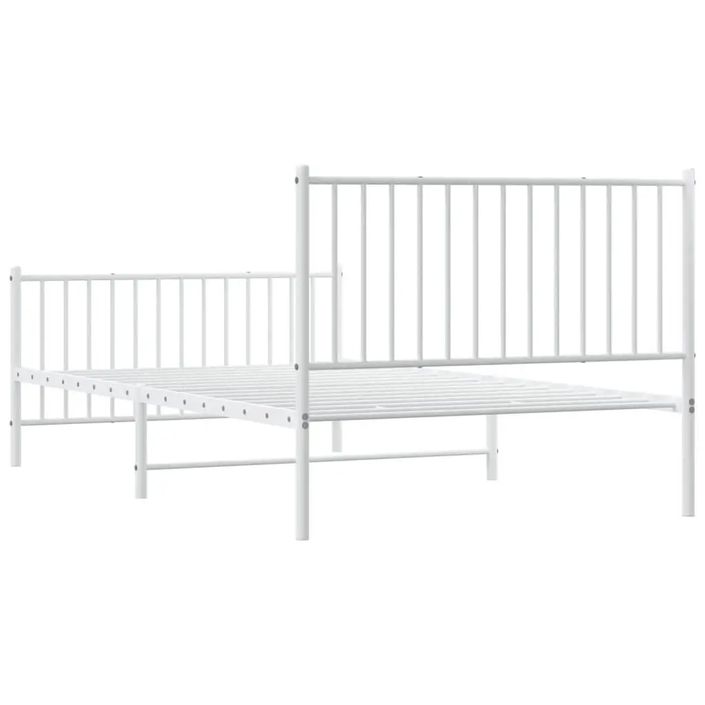King Single Bed Frame Metal White Slatted Base Powder Coated Steel 107x203 cm Bedroom