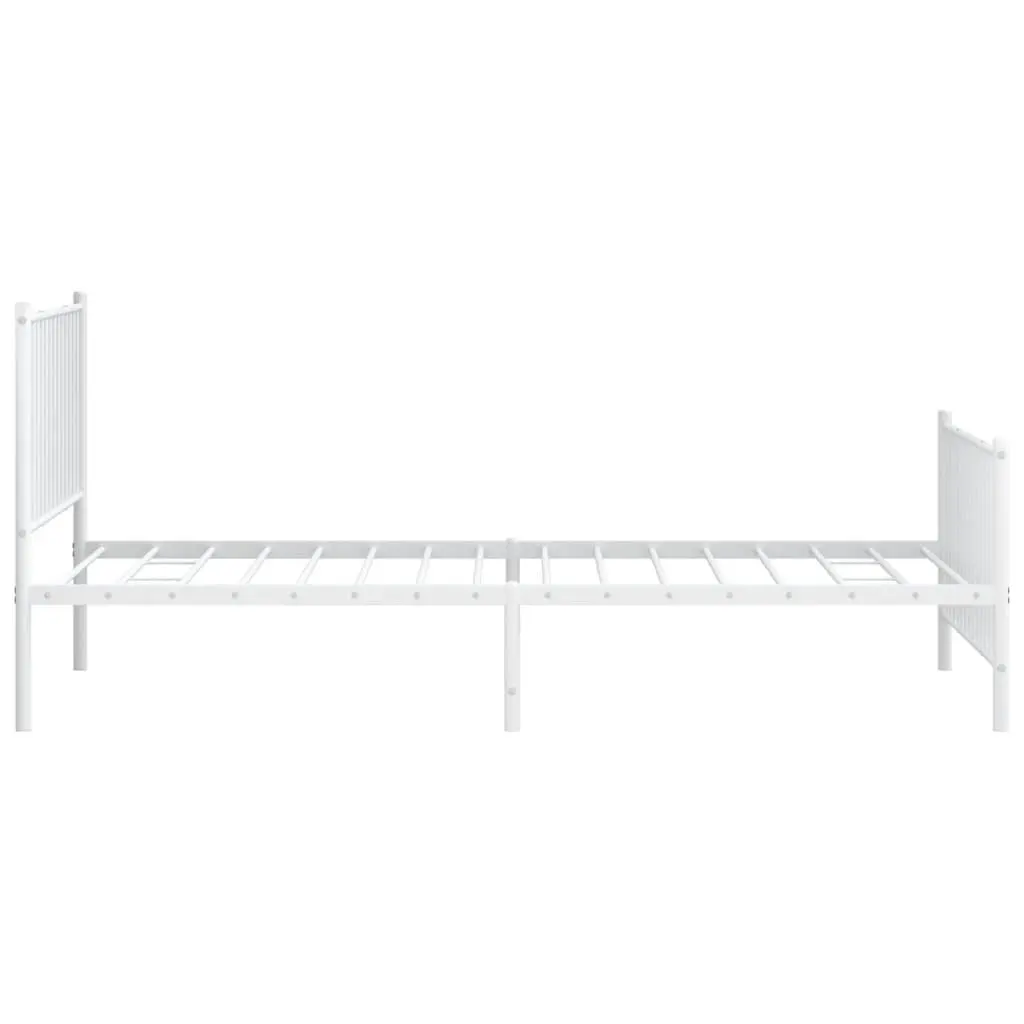 King Single Bed Frame Metal White Slatted Base Powder Coated Steel 107x203 cm Bedroom