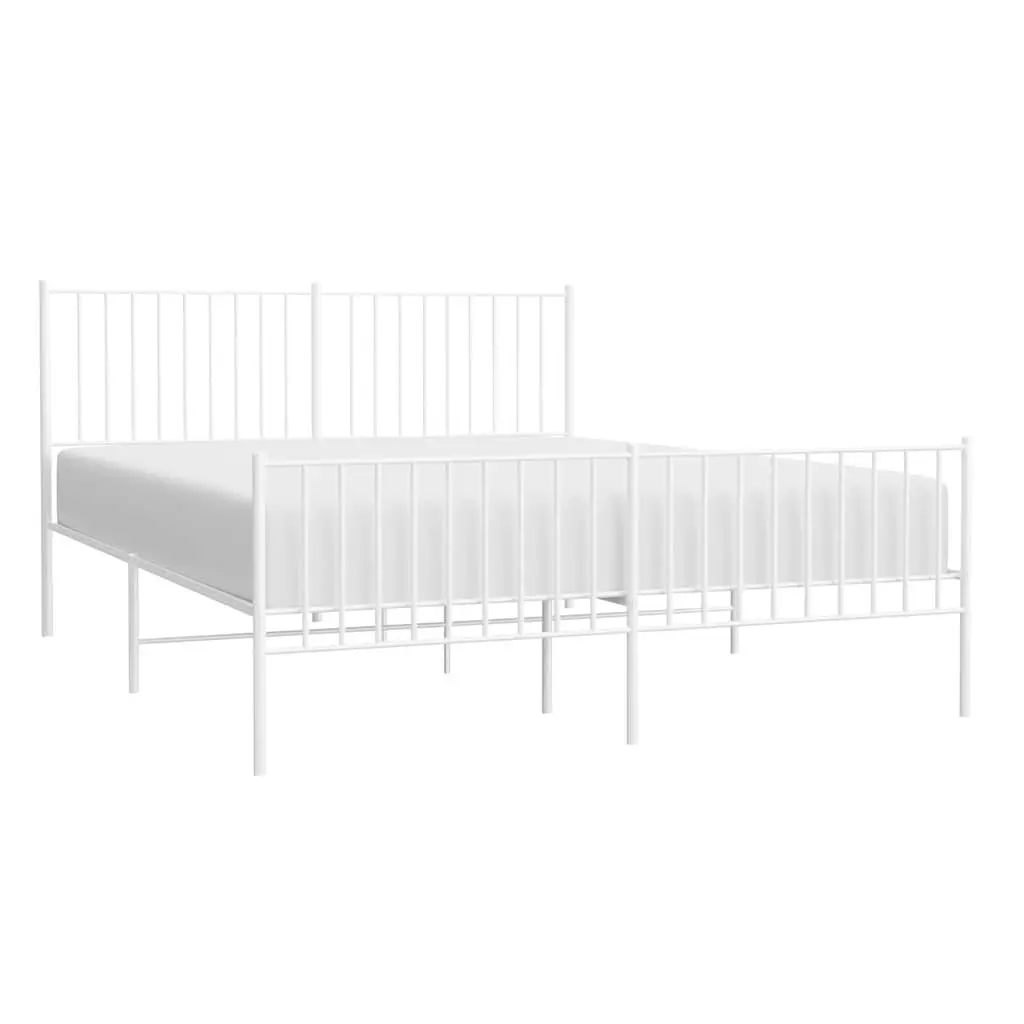 Metal Bed Frame Steel Construction 150x200 cm White