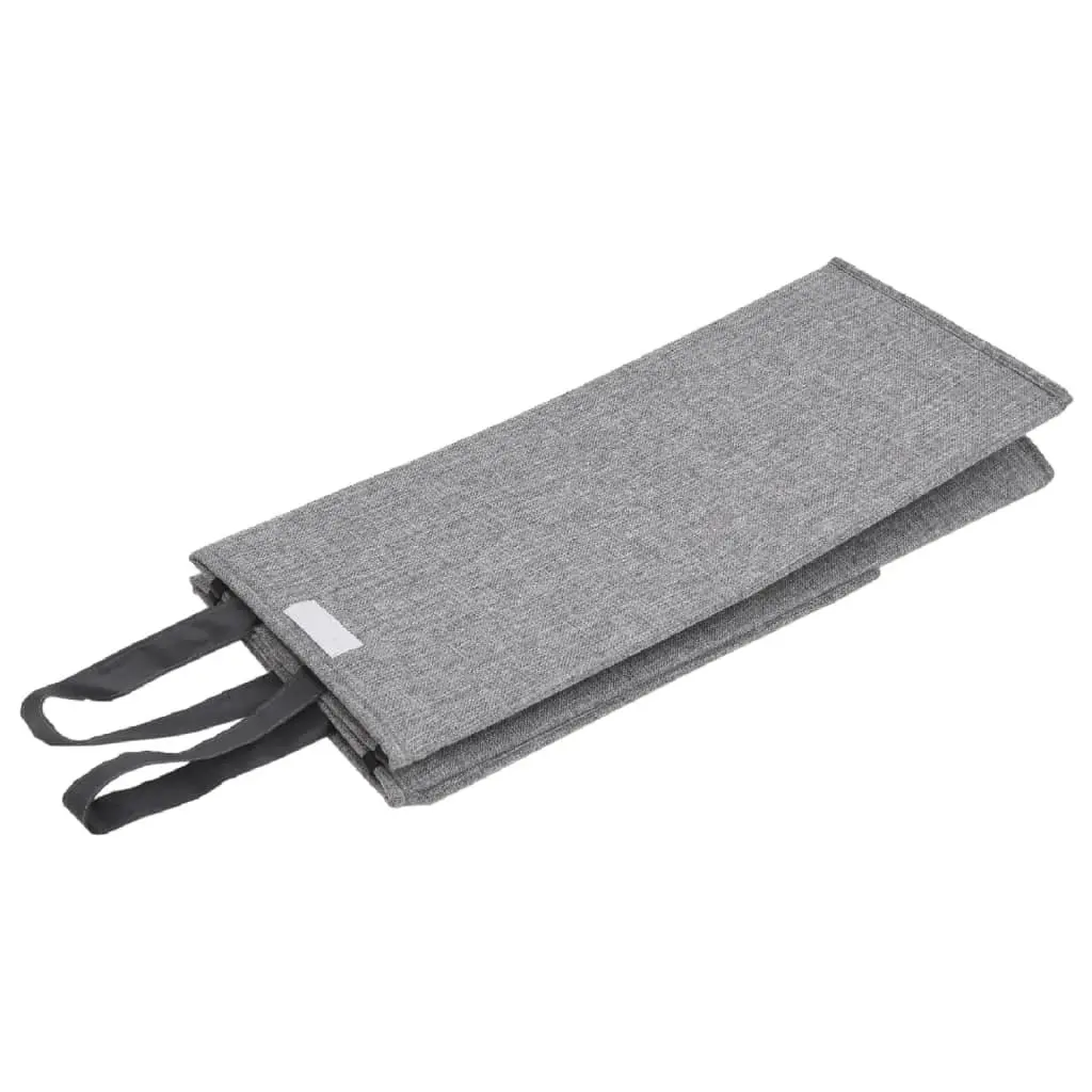 Foldable Laundry Hamper Faux Linen Fabric Grey 26x34.5x59.5cm Storage Basket with Lid