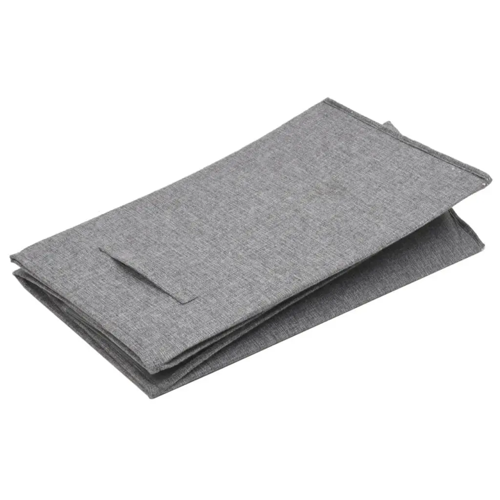Laundry Hamper 3-Section Grey Faux Linen Fabric 64.5x34.5x59cm Foldable with Lid and Side Handles