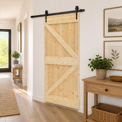Solid Pine Wood Interior Door 80 x 210 cm Natural Brown Modern Minimalist Design