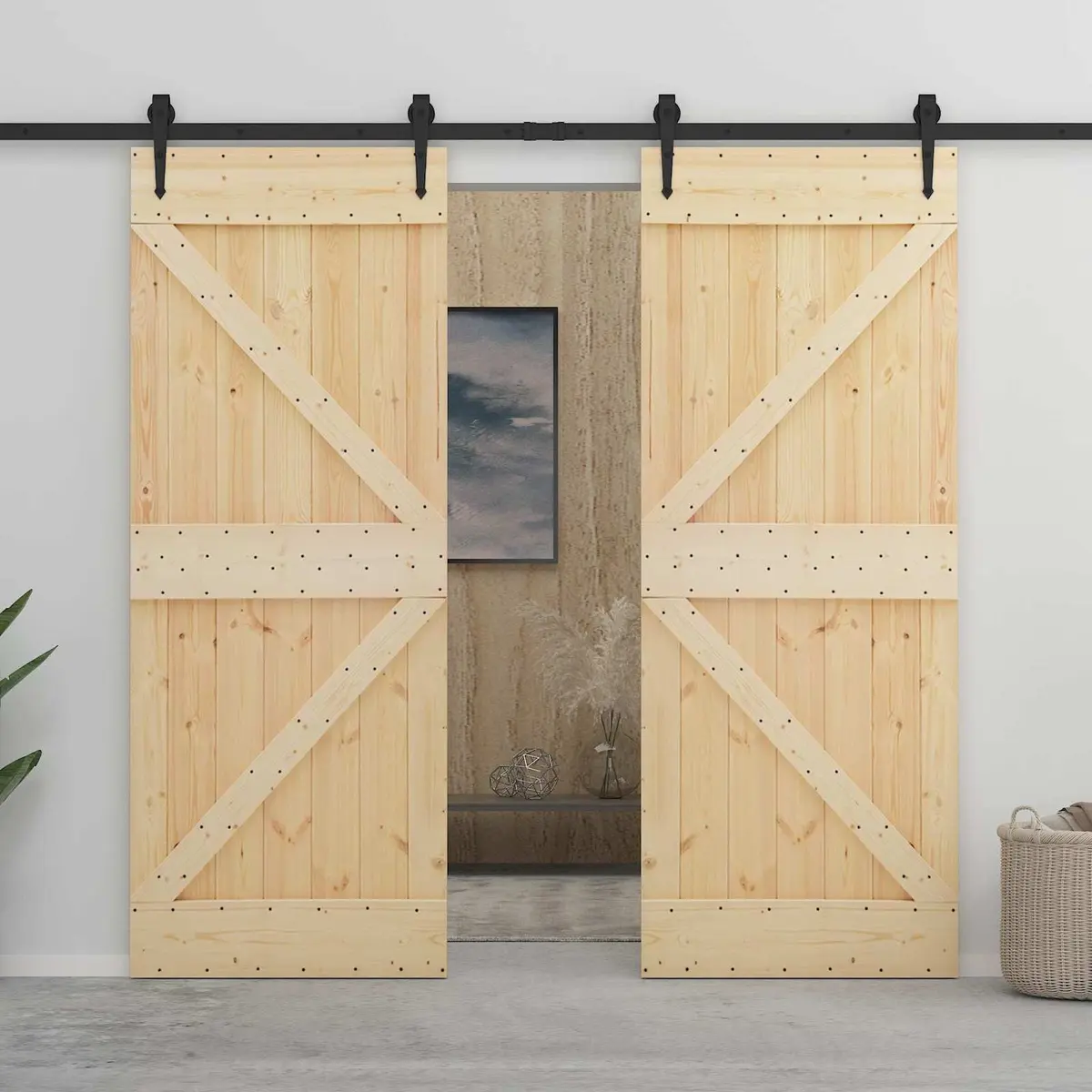 Solid Pine Wood Interior Door 90x210cm Natural Modern Minimalist Design Clean