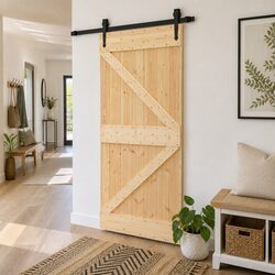 Solid Pine Wood Door Interior 100 x 210 cm Natural Minimalist Design Clean Lines