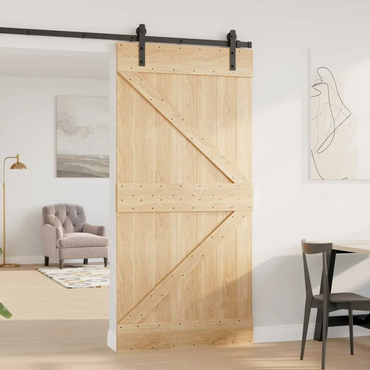 Solid Pine Wood Door Interior 100 x 210 cm Natural Minimalist Design Clean Lines