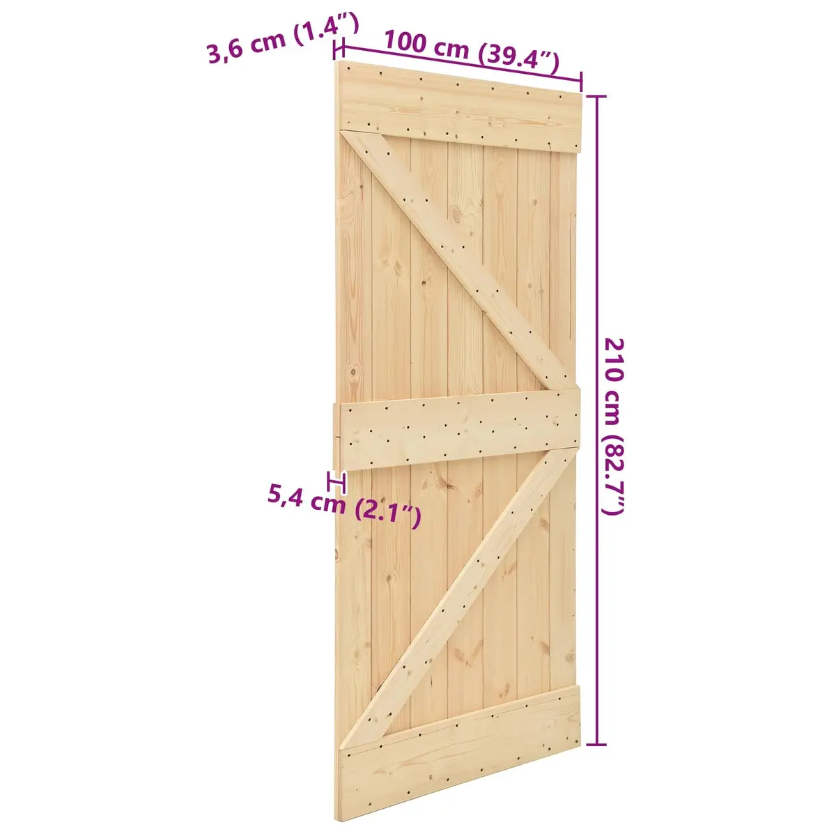 Solid Pine Wood Door Interior 100 x 210 cm Natural Minimalist Design Clean Lines