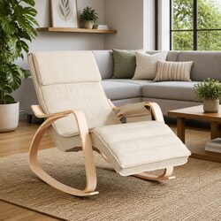 Versatile Cream Fabric Rocking Chair for Home Use