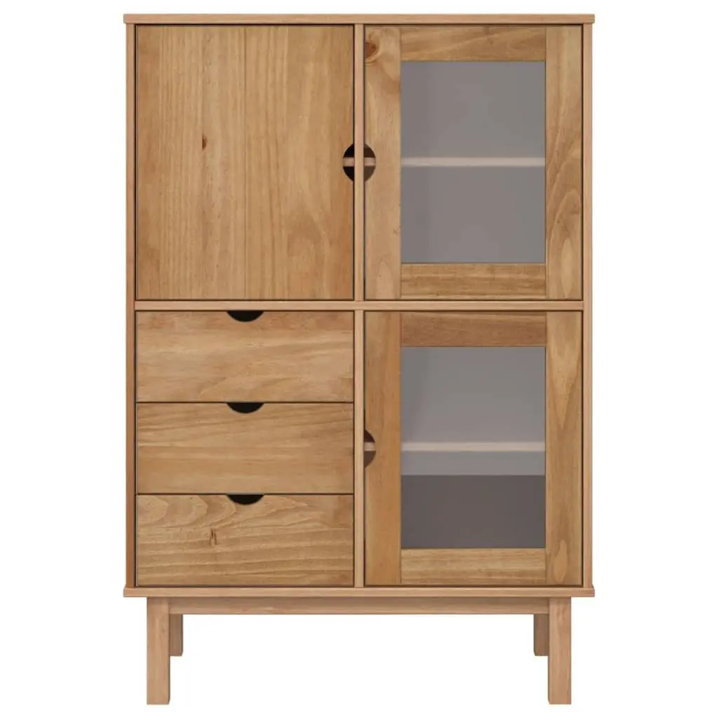 Highboard Solid Wood Pine Storage Cabinet 85x43x125cm 3 Drawers Sideboard Brown
