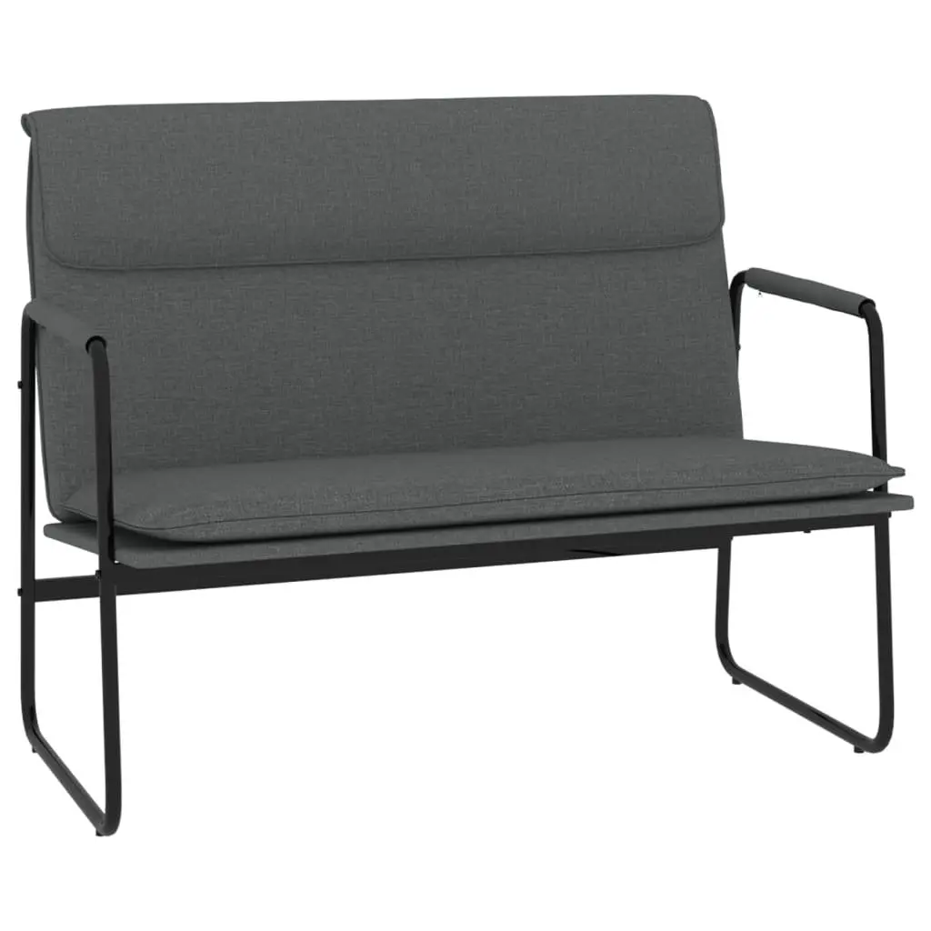 Bench Grey Fabric Upholstered Seating Furniture Metal Frame Living Room 100 x 64 x 80 cm