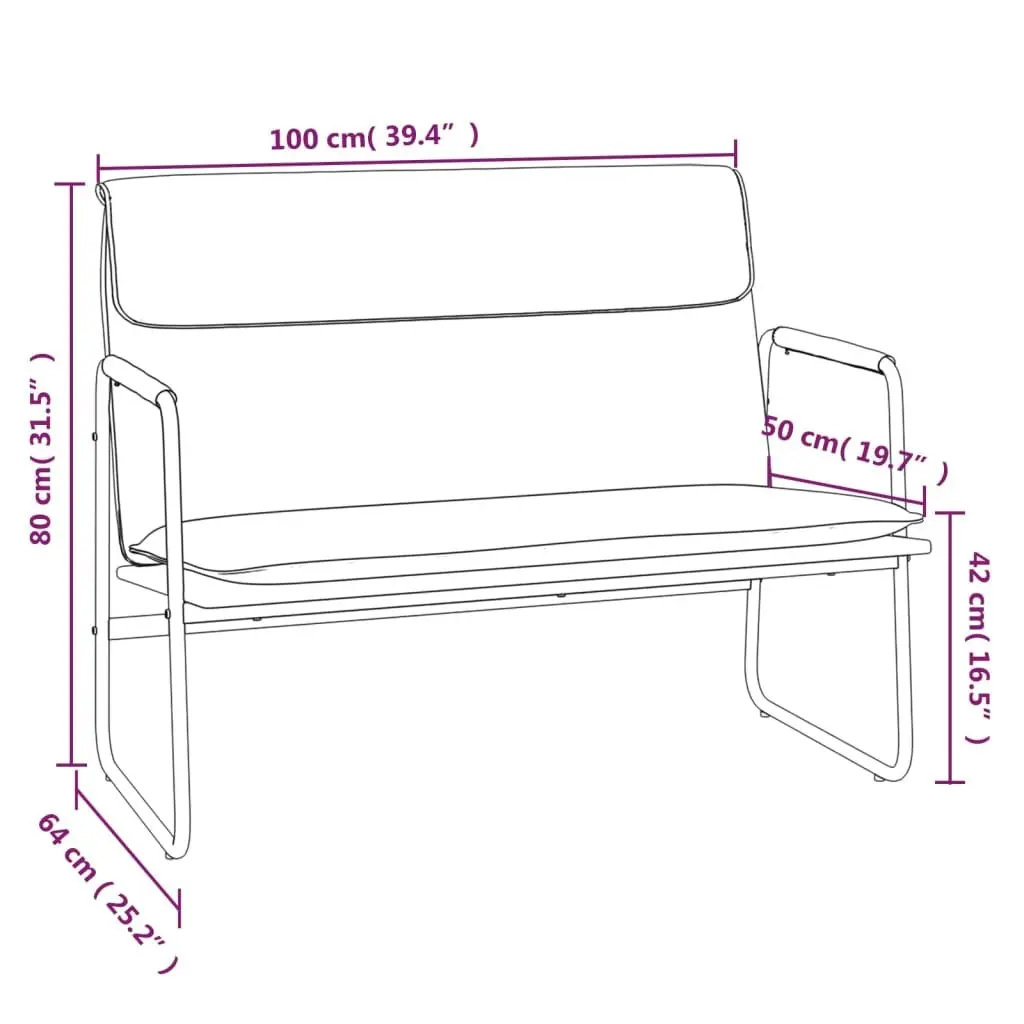Bench Grey Fabric Upholstered Seating Furniture Metal Frame Living Room 100 x 64 x 80 cm